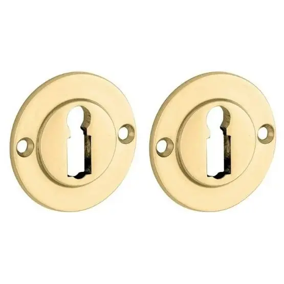 Flitsaanbieding Set van twee sleutelplaatjes Chemin de Fer 50mm BB messing ongelakt