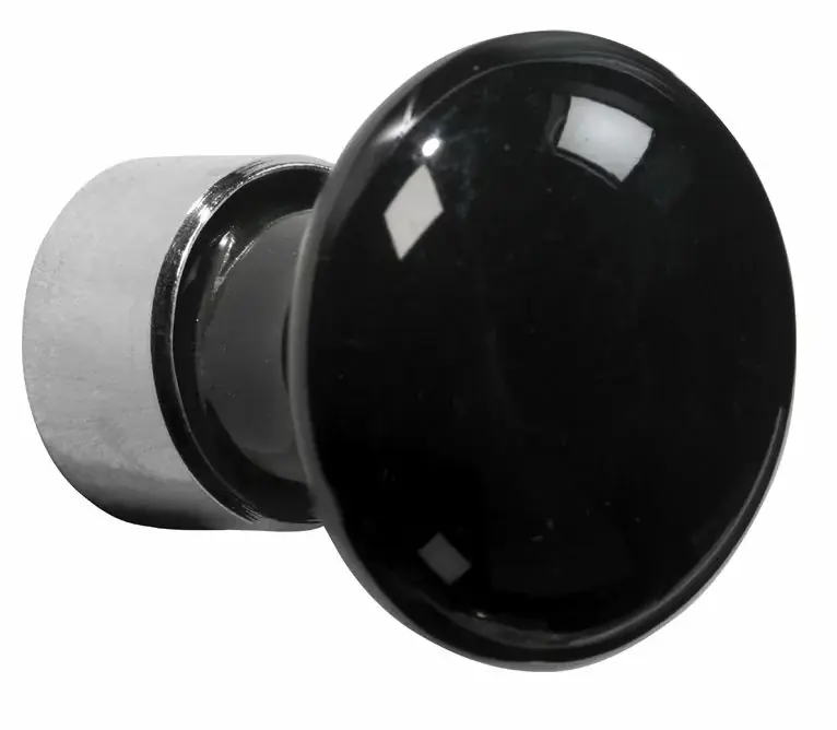 Meubelknop Paddenstoel porselein 25mm zwart/glans nikkel Bestseller