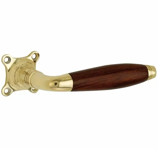 Deurklink op ongeveerd rozet Bonton bubinga messing ongelakt Goedkoop