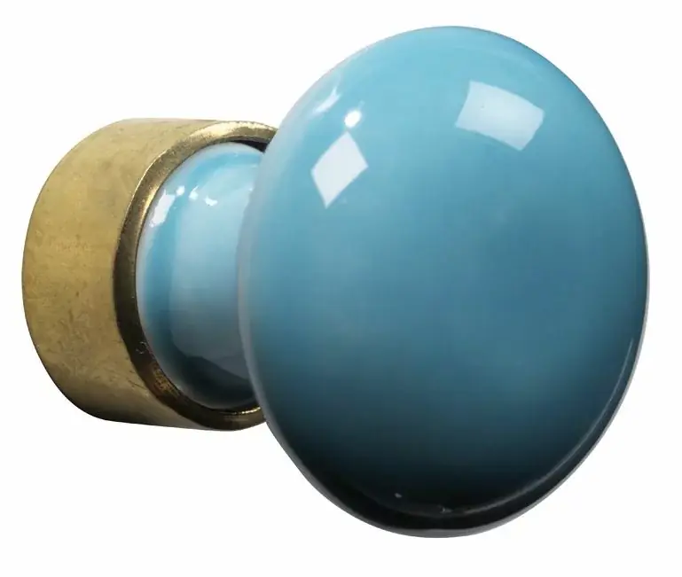 Meubelknop Paddenstoel porselein 30mm messing ongelakt/turquoise Shop Nu
