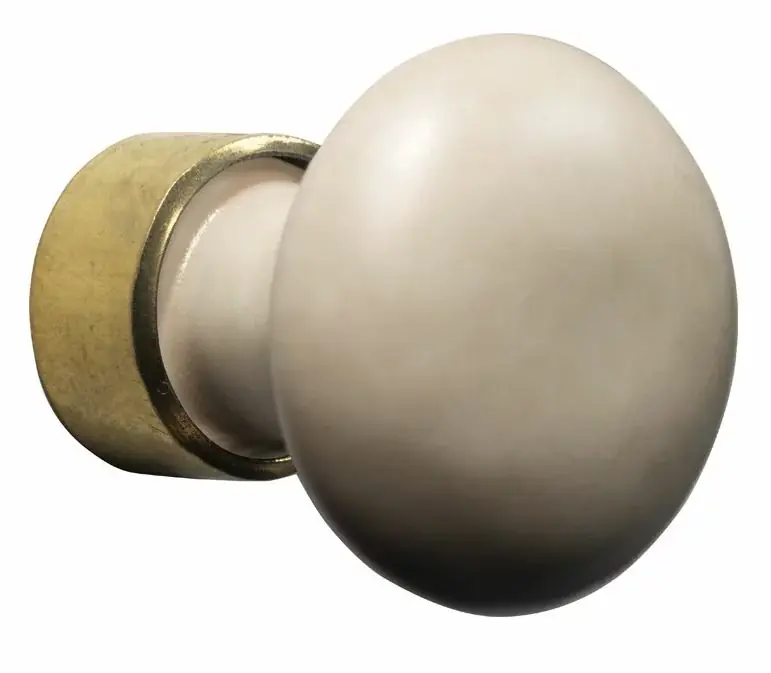 Meubelknop Paddenstoel porselein 30mm messing ongelakt/camee mat Lage Kosten