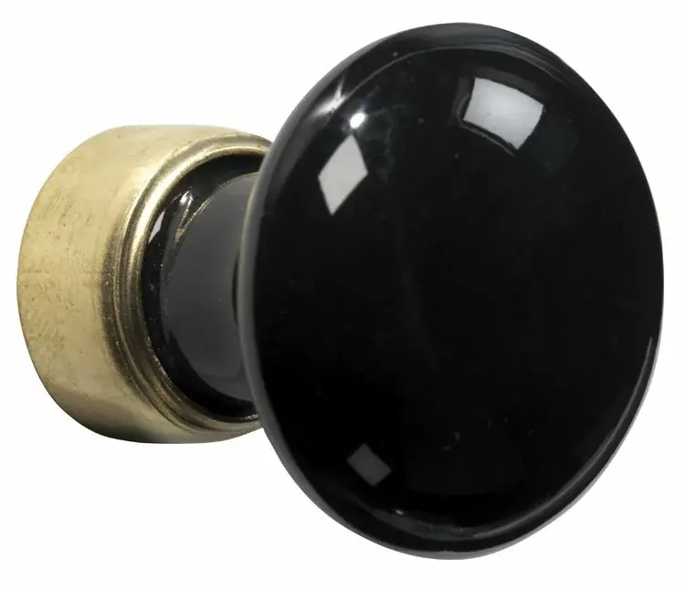 Koop Online Meubelknop Paddenstoel porselein 30mm zwart/messing ongelakt