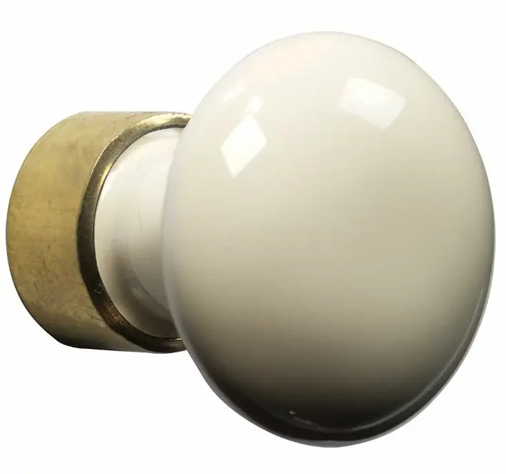 Hete Deal Meubelknop Paddenstoel porselein 30mm ivoor/messing ongelakt