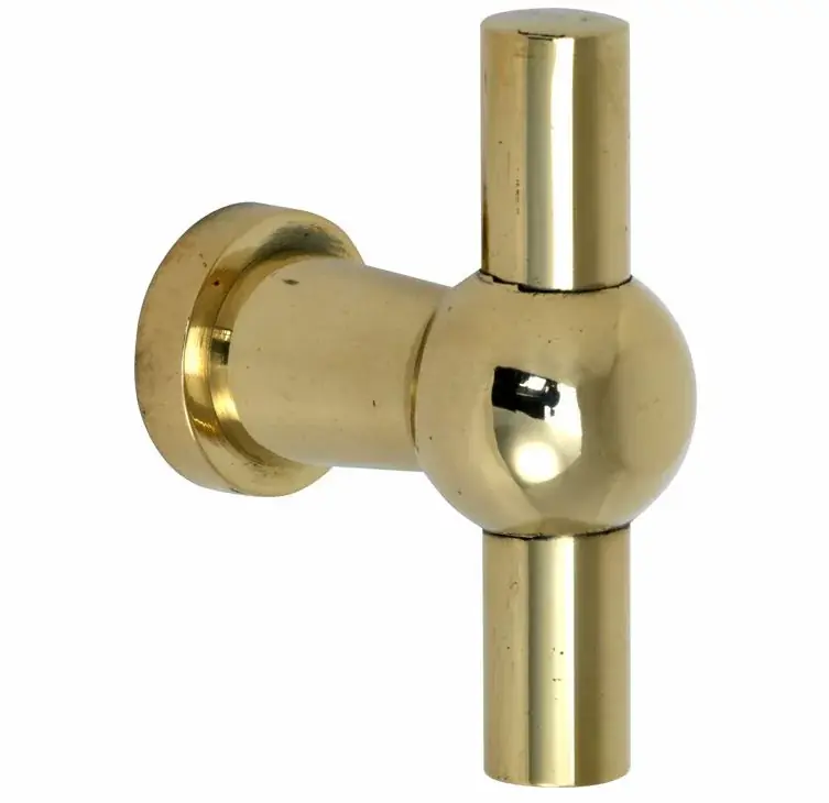 Meubelknop Chemin de Fer 47x9mm messing ongelakt Beste Prijs