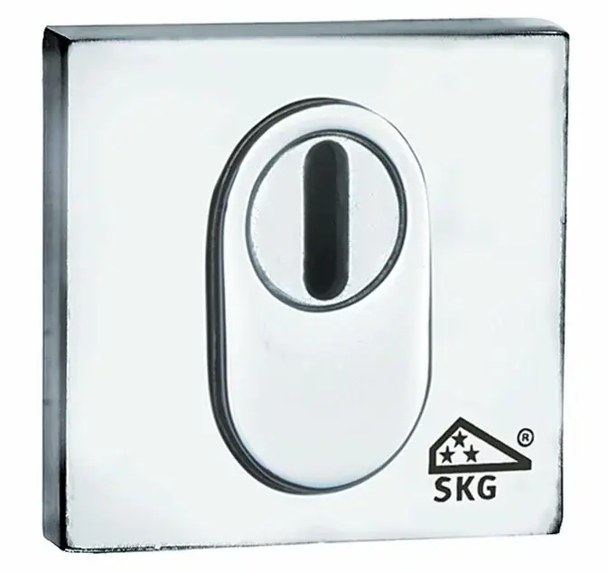 SKG3 cilinderrozet buiten + kerntrekbeveiliging Bauhaus mat chroom Op = Op