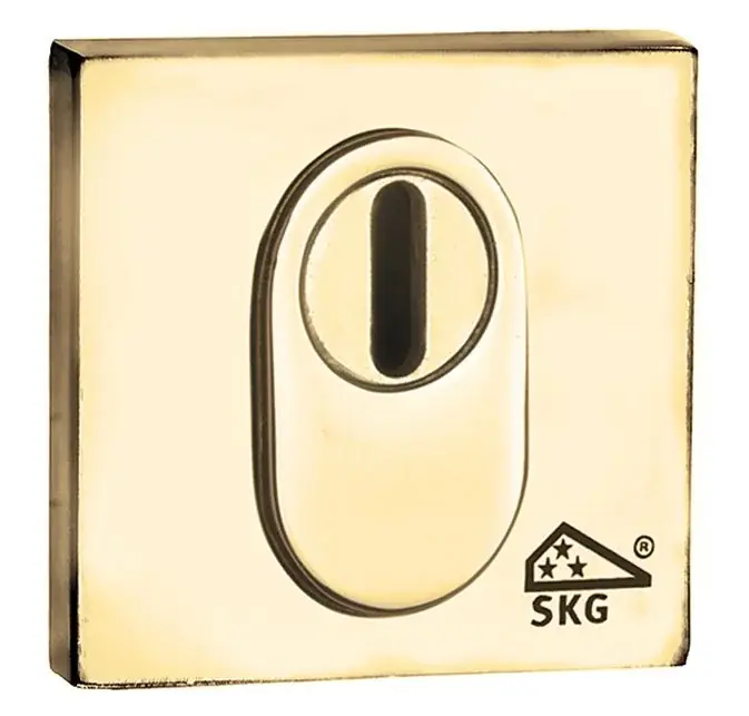 Laatste Versie SKG3 cilinderrozet buiten + kerntrekbeveiliging Bauhaus messing ongelakt