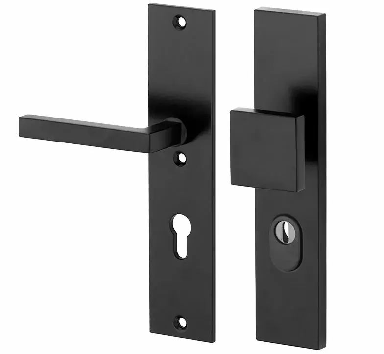 Laatste Versie SKG3 PC92 knop/kruk op schild Kare/Bauhaus links + kerntrekbeveiliging mat zwart
