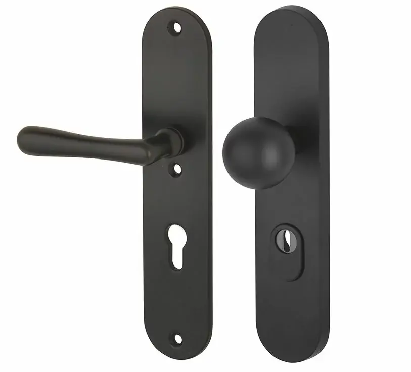 SKG3 PC92 knop/kruk op ovaal schild Linea links + kerntrekbeveiliging mat zwart Tijdelijk Beschikbaar