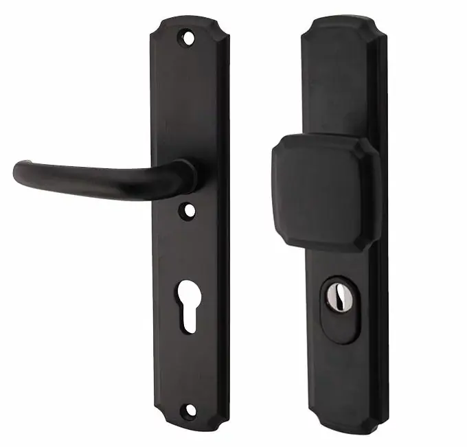 SKG3 PC92 knop/kruk op schild Halfsabel/Art-Nouveau links + kerntrekbeveiliging mat zwart Koop Vandaag