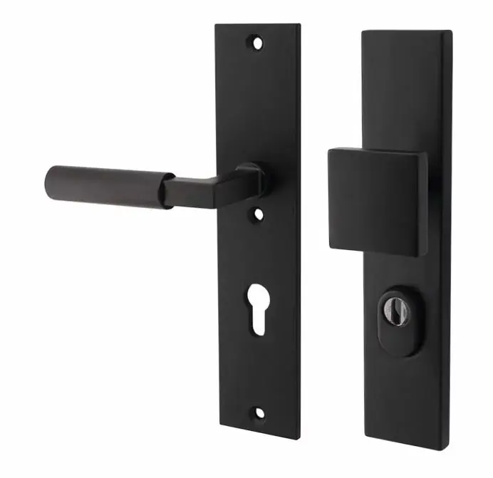 SKG3 PC72 knop/kruk op schild Bauhaus links + kerntrekbeveiliging mat zwart Direct Verzonden