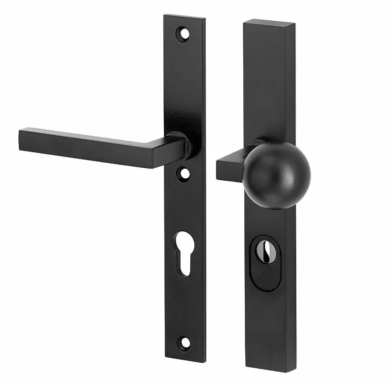 Speciale Aanbieding SKG3 PC92 knop/kruk op smalschild Kare/Bauhaus links + kerntrekbeveiliging mat zwart