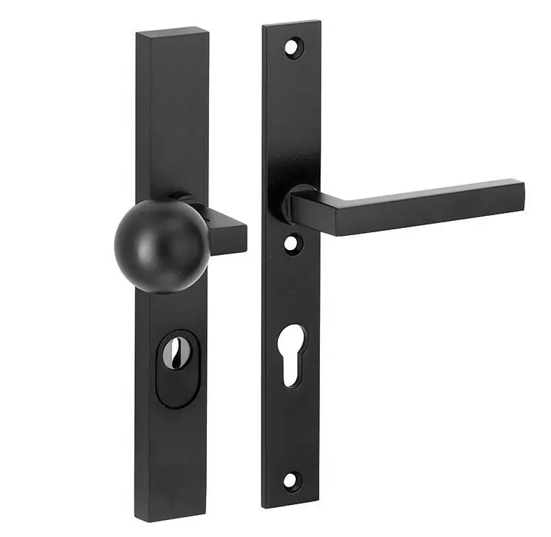 Laatste Versie SKG3 PC72 knop/kruk op smalschild Kare/Bauhaus rechts + kerntrekbeveiliging mat zwart