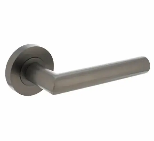 Korting Intersteel deurklink Bastian op ronde rozet antraciet grijs