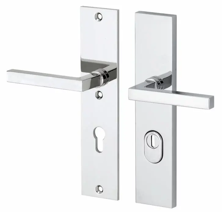 Tijdelijk Beschikbaar SKG3 PC92 kruk/kruk op schild Kare/Bauhaus links + kerntrekbeveiliging glans chroom
