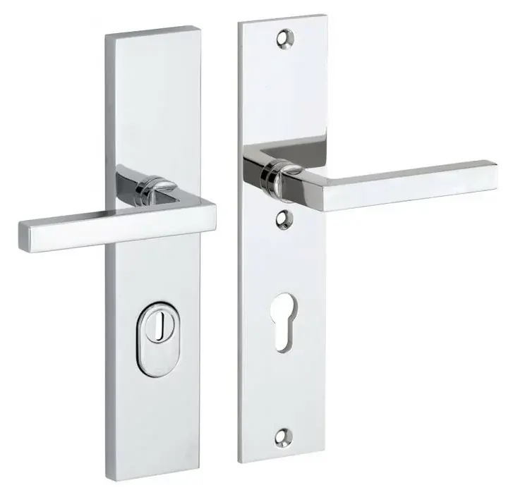 Op = Op SKG3 PC72 kruk/kruk op schild Kare/Bauhaus rechts + kerntrekbeveiliging glans chroom