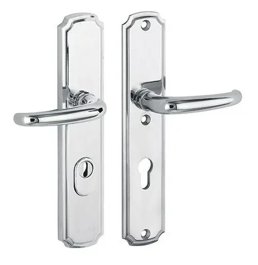 Uitverkoop SKG3 PC55 kruk/kruk op schild Halfsabel/Art-Nouveau rechts + kerntrekbeveiliging glans chroom