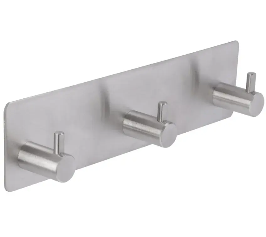 Differnz 3 haken op plaat zelfklevend rvs mat chroom Premium