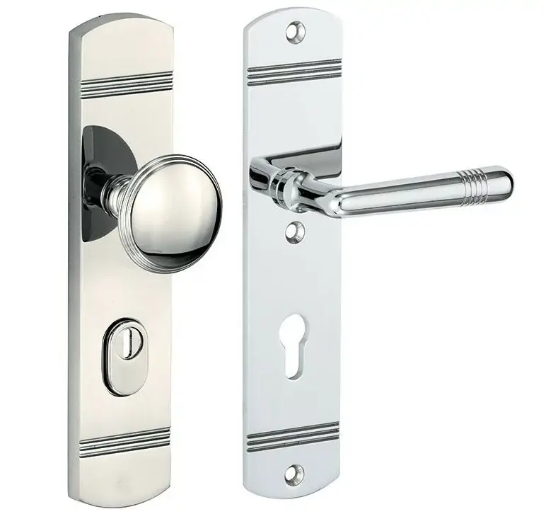 SKG3 PC92 knop/kruk op schild Art-Deco rechts + kerntrekbeveiliging glans nikkel/glans chroom Aanbieding