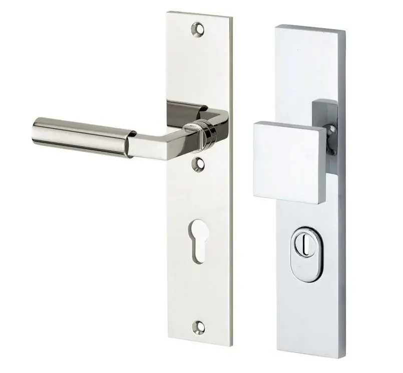 Koop Online SKG3 PC92 knop/kruk op schild Bauhaus links + kerntrekbeveiliging glans nikkel/glans chroom