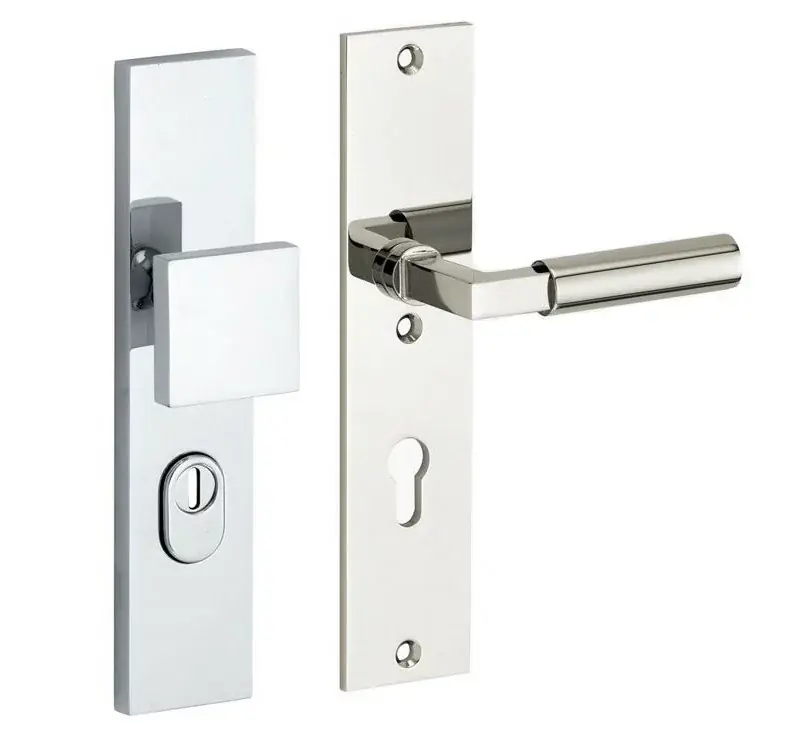 SKG3 PC55 knop/kruk op schild Bauhaus rechts + kerntrekbeveiliging glans nikkel/glans chroom Betrouwbaar