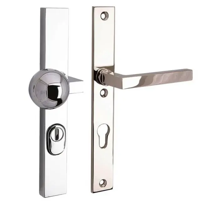 SKG3 PC55 knop/kruk op smalschild Kare/Bauhaus rechts + kerntrekbeveiliging glans nikkel/glans chroom Superprijs