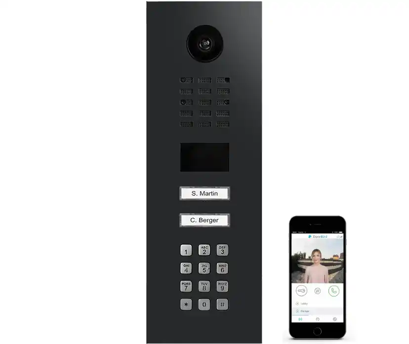 DoorBird IP videofoonset D2102KV RVS GRAFIET ZWART, 2 drukknoppen, codepaneel Gereduceerde Prijs