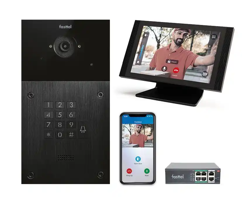 Must-Have Video intercomset IP Fasttel, 1 knop, codepaneel met luxe binnenpost