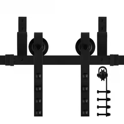 Nieuw dubbel schuifdeursysteem Raskas zwart 400 cm (2×200 cm)
