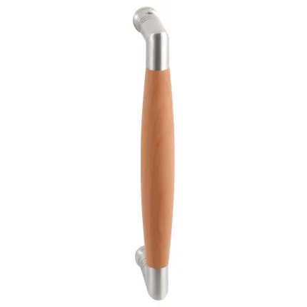 Koopje Deurgreep ton model Ika 130mm RVS geborsteld met kersenhout haaks
