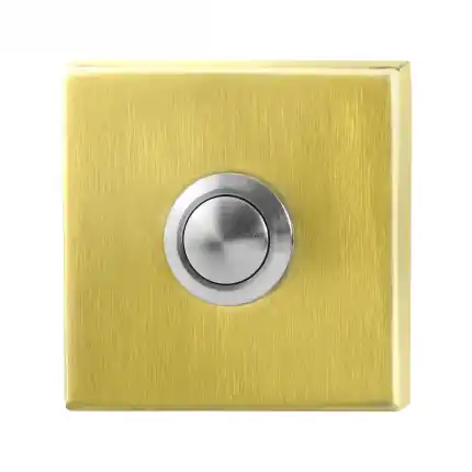 Aanbieding Voordeurbel vierkant 50x50x8 mm PVD mat messing