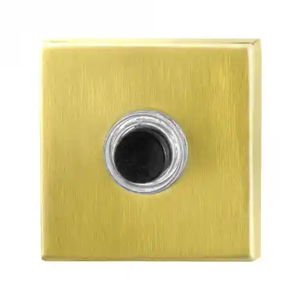 Fabrieksprijs 50x50x8 mm PVD mat messing Deurbel vierkant met zwarte