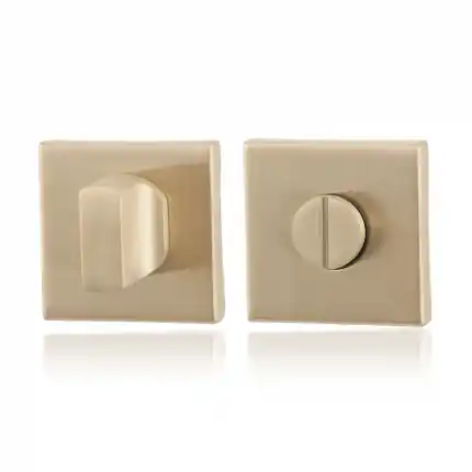 Op = Op Toiletgarnituur 50x50x8mm stift 8mm PVD mat messing grote knop