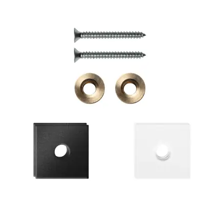 Aanbieding enkele greep bevestigingsset zwart op hout 24x24x2mm