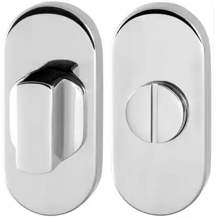 Toiletgarnituur 70x32mm stift 8mm RVS gepolijst grote knop ovaal Betrouwbaar