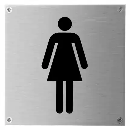 Pictogram RVS ‘Damestoilet’ vierkant Alleen Vandaag