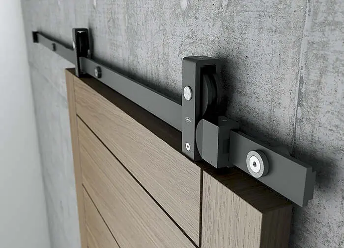 Schuifdeurrailset voor houten deur 223cm Zwart Beperkte Voorraad