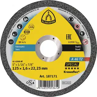 DOORSLIJPSCHIJF 125X1.6X22.23MM Uitverkoop