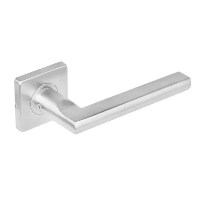 Weekendaanbieding Intersteel Deurkruk Hoek 90° plat op vierkant rozet rvs geborsteld