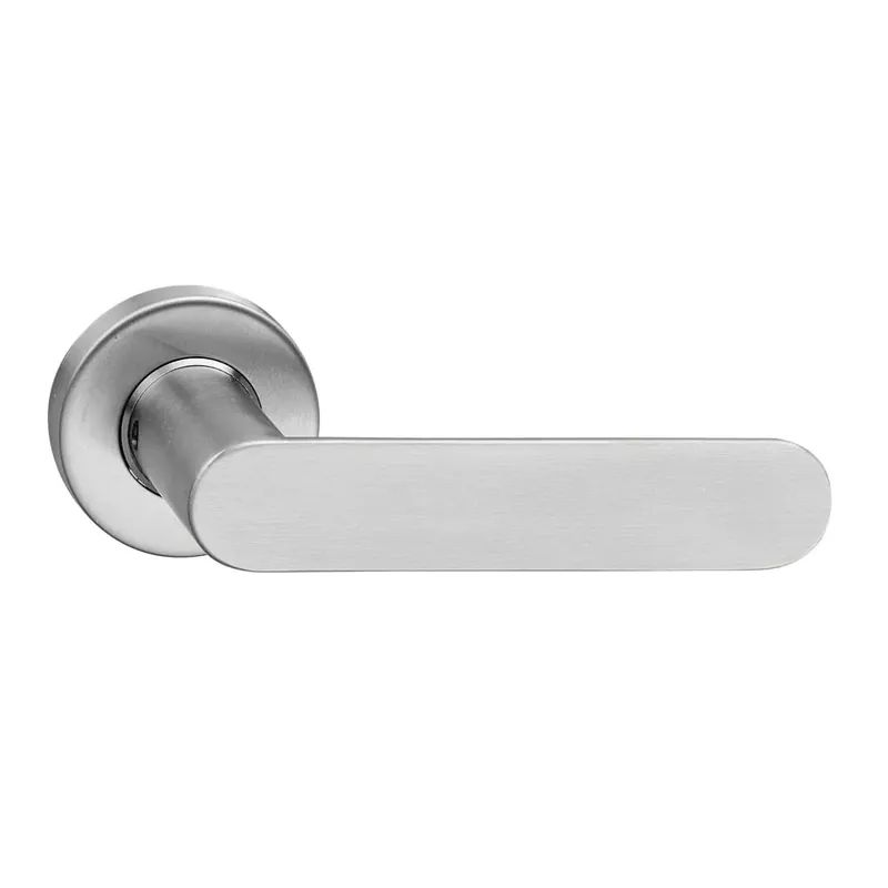 Intersteel Deurkruk Massief strak-elegant op rozet met ring met veer rvs geborsteld Bestel Nu