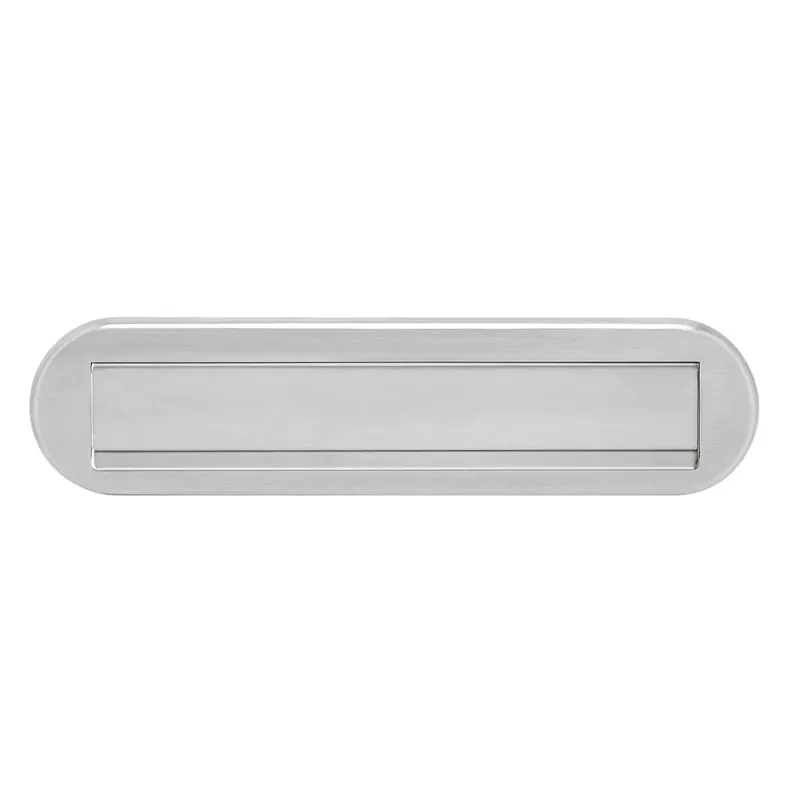 Superprijs Intersteel Brievenbus ovaal met klep/regenrand rvs geborsteld 340 x 76 mm