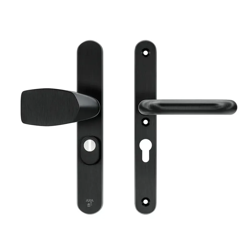 Snelle Levering AXA Veiligheidsbeslag Oval Plus smal Wing-knop+krukU PC55 252x38x15 Alu Zwart