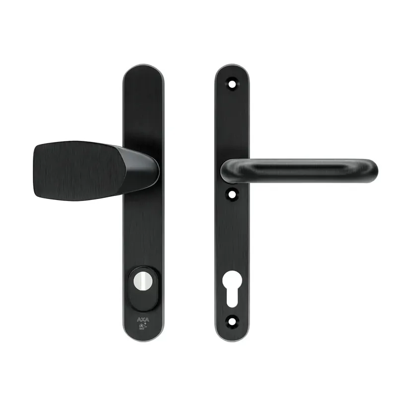 AXA Veiligheidsbeslag Oval Plus smal Wing-knop+krukU PC92 252x38x15 Alu Zwart Laatste Kans