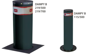 BFT DAMPY B 115/500 Halfautomatische gasveer bollard met een diameter van 114 mm en een hoogte van 500 mm. Express Levering