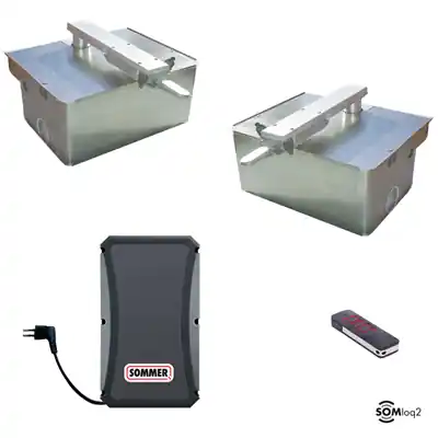 Sommer Twist UG kit 2 ondergrondse poortmotoren met funderingskast en RVS deksel 350kg en 350cm Beperkt Aanbod